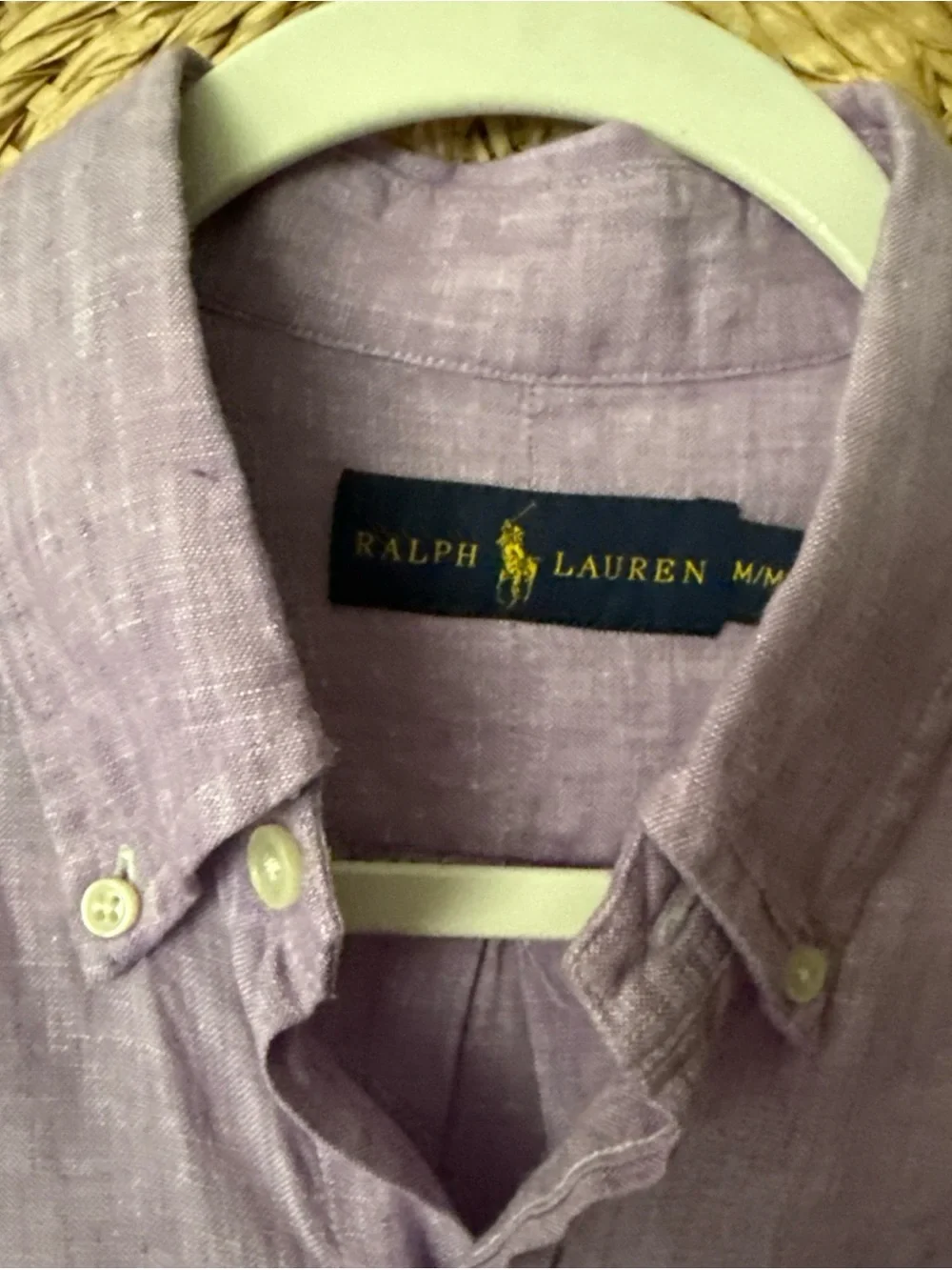 Ralph Lauren Men's Lavender Button-Down Linen Shirt size Med - Picture 5 of 6